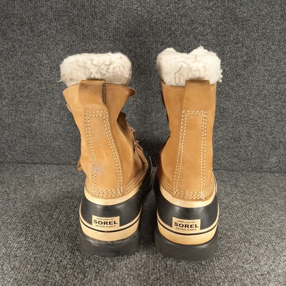 Sorel Caribou Waterproof Winter Boots Brown Leather Insulated Warm Men's 8 EU 40